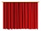 Closed red curtains. Realistic scene drapes mockup