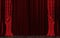 Closed Red Stage Curtain Realistic. Grand Opening Concept