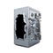 Closed, reliable and well-protected steel safe with lot of locks has a hole in side wall, concept of broken and destroyed safe, 3d