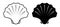 Closed sea shell icon. Scallop, edible shellfish and seafood. Simple black and white vector