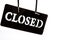Closed signboard on white background
