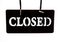 Closed signboard on white background