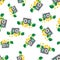 Closed small safe box and stacks of gold coins and stacks of dollar cash seamless pattern background. Business flat vector
