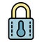 Closed smart lock icon color outline vector