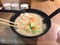 Closed up image of white soup Japanese noodle