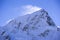 Closed up view of Lhotse peak with snow blowing on top from Gorak Shep. During the way to Everest base camp.