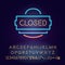 Closed vector neon light board sign illustration