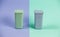 Closed waste containers on pastel double background