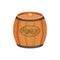 Closed wooden barrel with honey. Vector illustration.