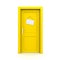 Closed Yellow Door With Dummy Door Sign