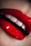 Closep shot of red woman lips