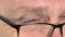 Closer look of the eyes with the glasses on