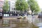 Closer view on a houseboat at the riverside in amsterdam netherlands