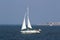 Closer view on sail boat on the northern sea island juist germany