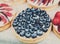 Closeuo of blueberry tart dessert tray assorted