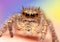 Closeup of an absolutely gorgeous female Phidippus princeps jumping spider