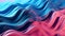 closeup abstract pink and blue volumetric wavy background, neural network generated image