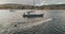 Closeup aerial of luxury yacht and sail boat on sea bay at summer sunny day. Sailboats regatta