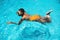 Closeup of african descent woman swim in the pool