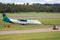 Closeup of air Lingus Regional airplane departing Edinburgh Airport