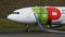 Closeup of Airbus A330 Airliner by TAP Air Portugal Taxiing on Madeira Airpot 4K