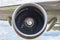 Closeup of an airplane turbine front view at Thailand