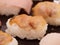 Closeup of Akagai or red clam or bloody clam sushi