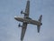 Closeup of Alenia C-27J Spartan flying in the sky at an air show in Slovakia