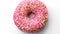 Closeup amazing colorful sweet donut ring covered by pink frosting. Shot with RED camera in 4K