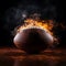 Closeup an American football ball shrouded in dramatic smoke