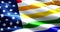 Closeup of american USA flag background, stars and stripes with colorful of gay pride rainbow flag, united states of america