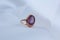 Closeup of amethyst ring