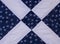 A closeup of an Amish, hand sewn quilt pattern showing attention to detail.