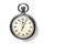 Closeup analog stopwatch pocket watch white background