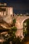 Closeup of antique Alcantara bridge in Toledo