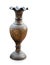 Closeup antique black and gold vase on white background, vintage, object, copy space