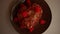 CloseUp of Apple Cinnamon Pancakes with Raspberries and Honey on Table