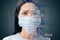 Closeup asian woman face wearing  protection mask to prevent germ, virus concepts