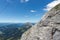 Closeup of Austrian Dachstein mountains with clear blue sky