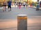 Closeup of automatic car parking extending pillar at pedestrian bridge