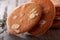 Closeup of baking cookies, On a wooden colored table at home