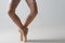 Closeup of ballet shoes dancing in pointe