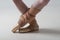 Closeup of ballet shoes dancing in pointe