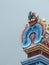 Closeup of beautiful Bettada Thimmappa Temple entrance arch with Lord Vishnu sign and symbols