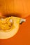 Closeup on a beautiful composition of pumpkin in warm vibrant color