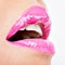 Closeup Beautiful female lips with pink lipstick
