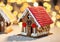 Closeup of beautiful gingerbread houses at home