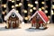 Closeup of beautiful gingerbread houses at home