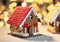 Closeup of beautiful gingerbread houses at home