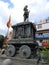 Closeup of beautiful Kannada Legend Actor Dr. Rajkumar Mayura Movie Character Standing Pose above the Hampi Chariot at